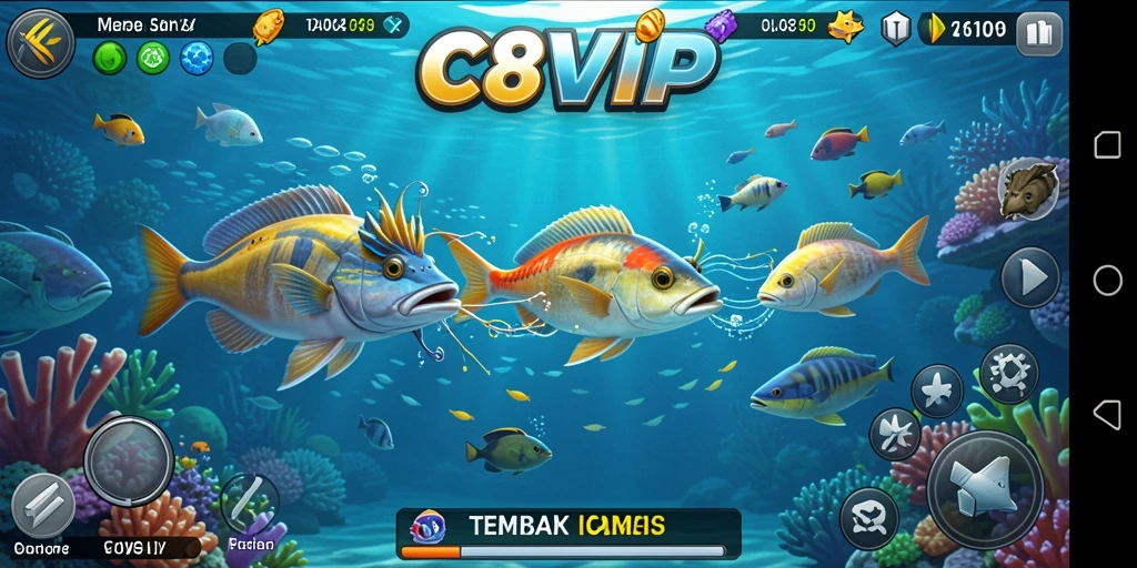 Tampilan gameplay C8VIP yang penuh aksi Tembak Ikan.