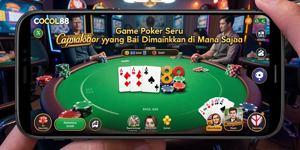 Screenshot gameplay COCOL88 menampilkan aksi seru permainan Poker di layar.