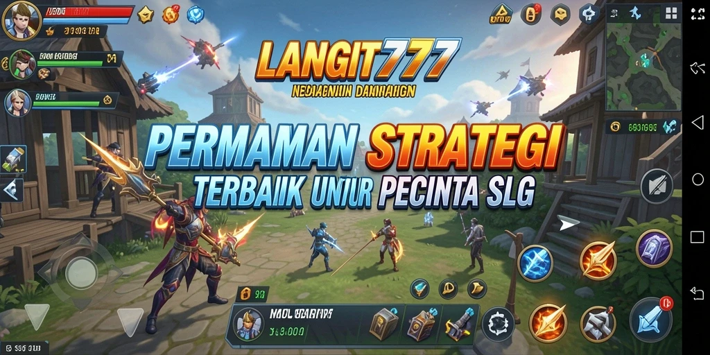 Screenshot menunjukkan aksi pertempuran yang intens dalam LANGIT777.