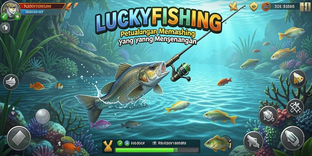 Tangkapan ikan besar dalam gameplay LUCKYFISHING yang seru.