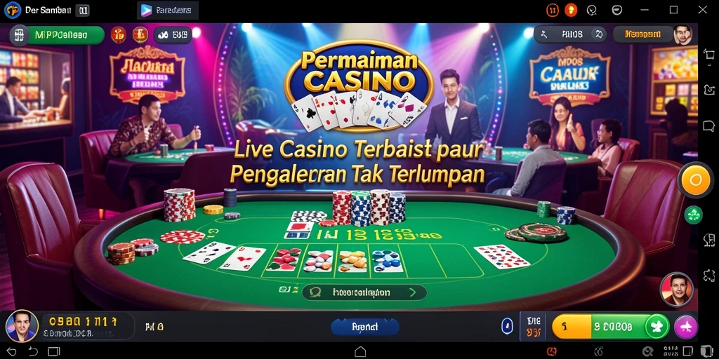 Screenshot MPO08 menampilkan dealer profesional di meja permainan Live Casino.