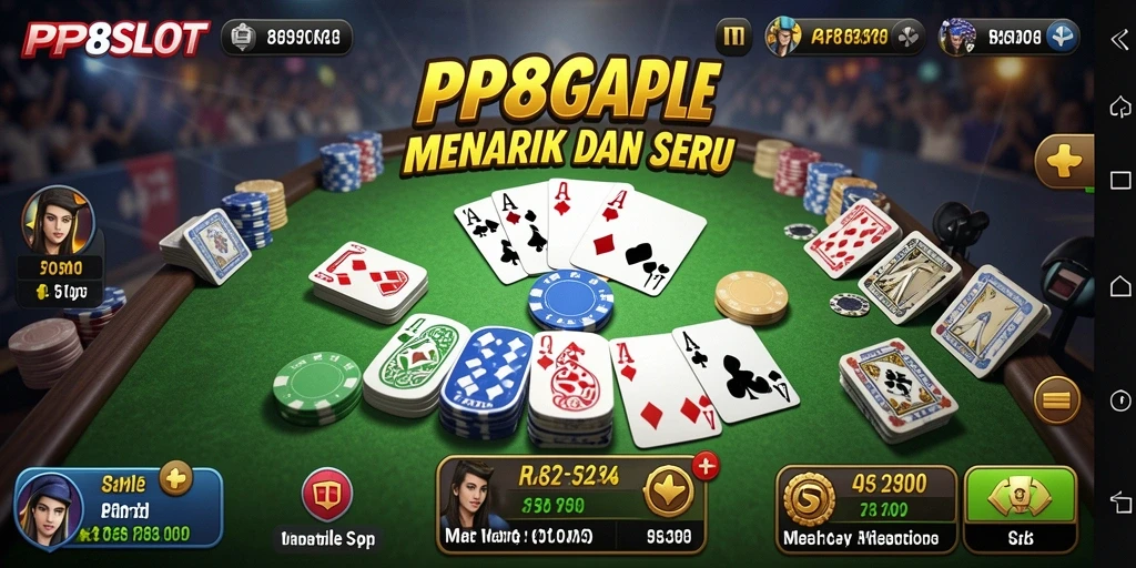 Tampilan gameplay seru dalam PP8SLOT saat bermain Gaple bersama teman.