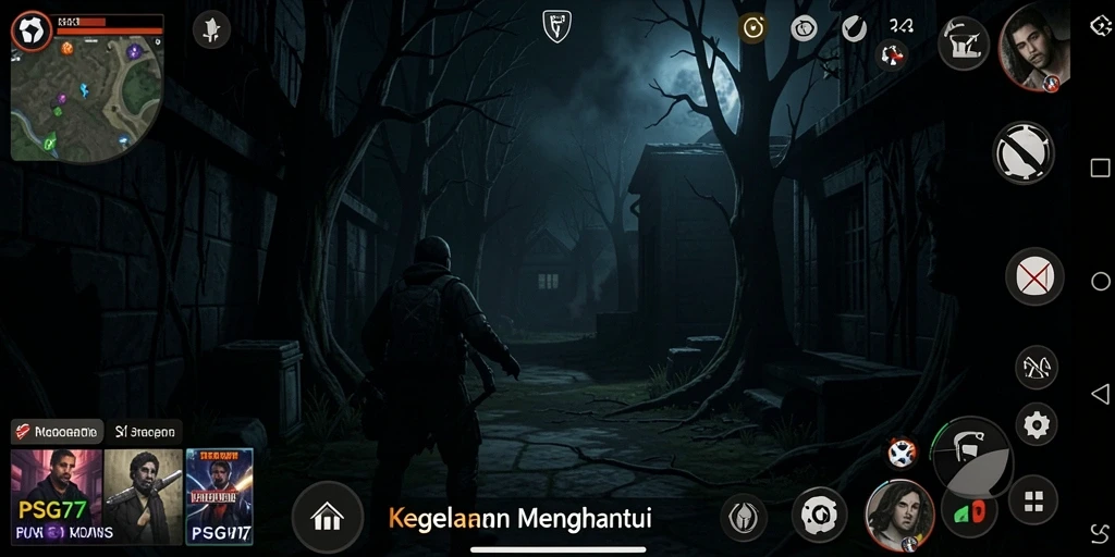 Screenshot menakutkan dari gameplay PSG77 yang mencekam.